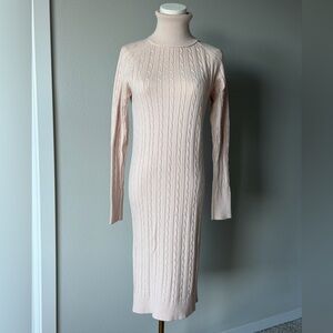 Elegant Light Pink Cable Knit Dress-S/M